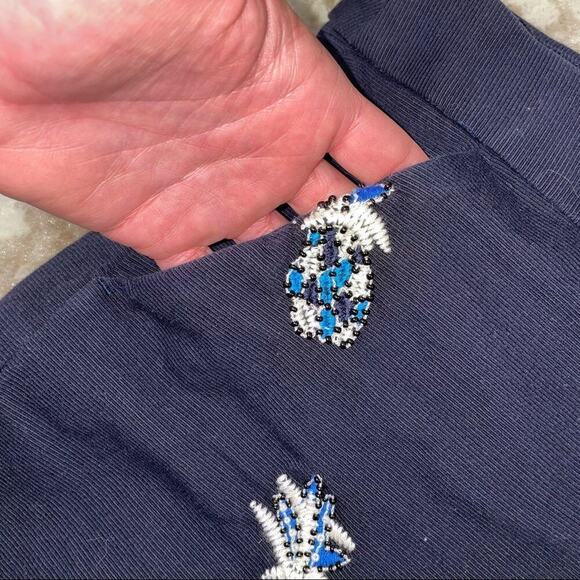 Loft Pineapple Embroidered Shorts ~ Forever Navy SZ 6 LOFT Shorts Navy Beaded - Picture 9 of 10